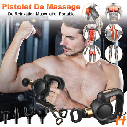 Pistolet De Massage De Relaxation Musculaire Portable Avec Ceinture De Massage À 4 Têtes Pour Massage Du Corps Entier