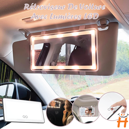 Miroir De Maquillage Portable De Voiture Tactile Avec Lumières Led Adapté À Toutes Les Voitures