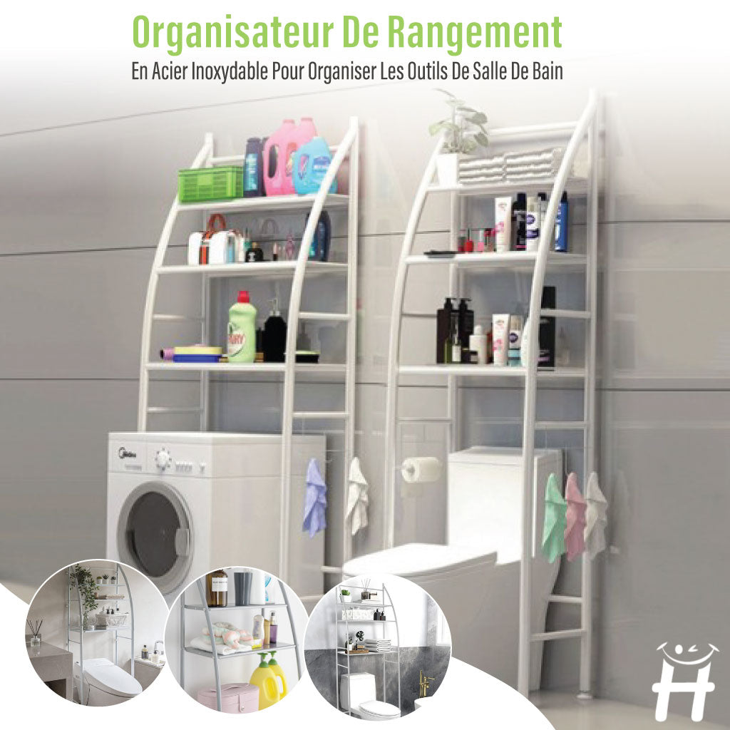 Organisateur De Rangement En Acier Inoxydable Pour Organiser Les Outils De Salle De Bain Avec Étagères