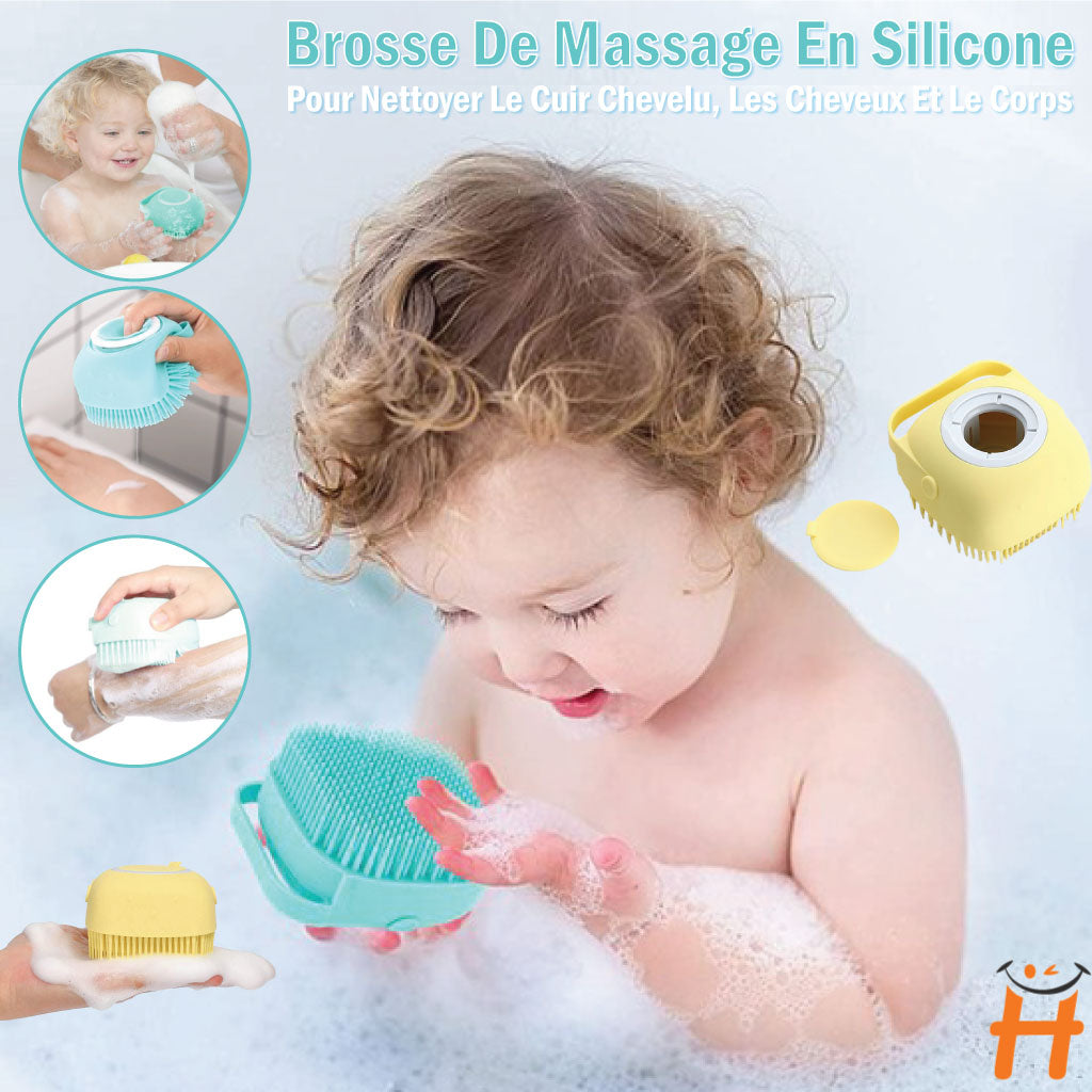 Brosse De Massage En Silicone Pour Nettoyer Le Cuir Chevelu, Les Cheveux Et Le Corps