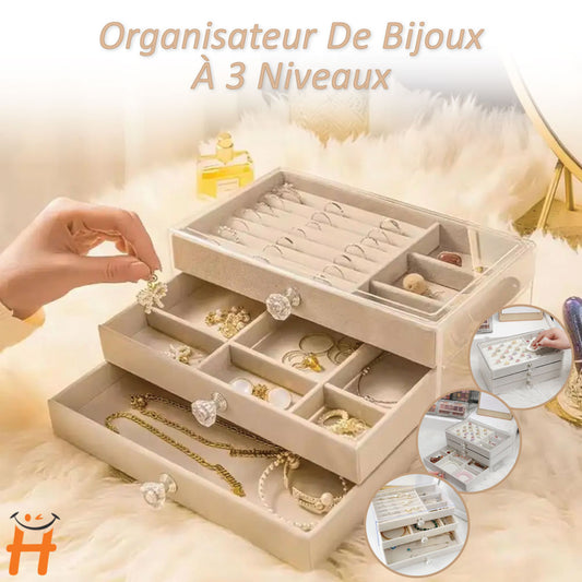 Boîte De Rangement De Bijoux Multifonctionnelle À 3 Tiroirs