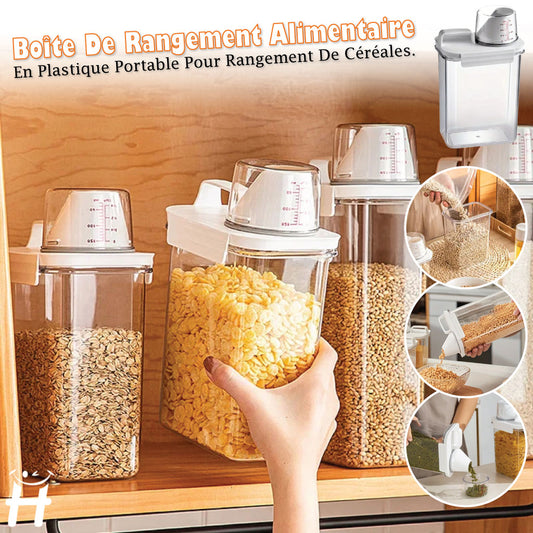 Boîte De Rangement Alimentaire En Plastique Portable,pour Rangement De Céréales, Transparents Avec Couvercle