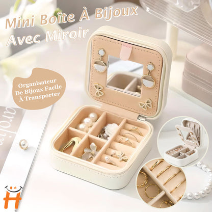 Mini Boîte À Bijoux Avec Miroir Organisateur De Bijoux Facile À Transporter