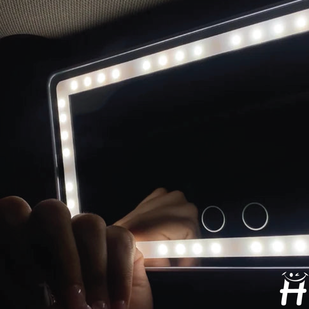 Miroir De Maquillage Portable De Voiture Tactile Avec Lumières Led Adapté À Toutes Les Voitures