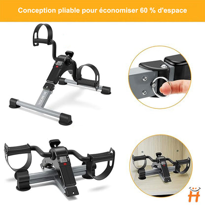 Mini vélo d'exercice pliable avec écran d'affichage, entraîneur simple de bras et de jambes à domicile