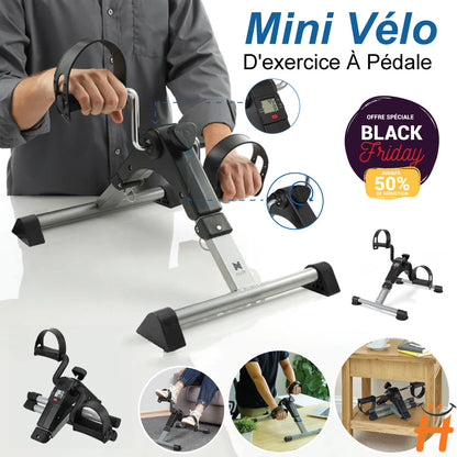 Mini vélo d'exercice pliable avec écran d'affichage, entraîneur simple de bras et de jambes à domicile